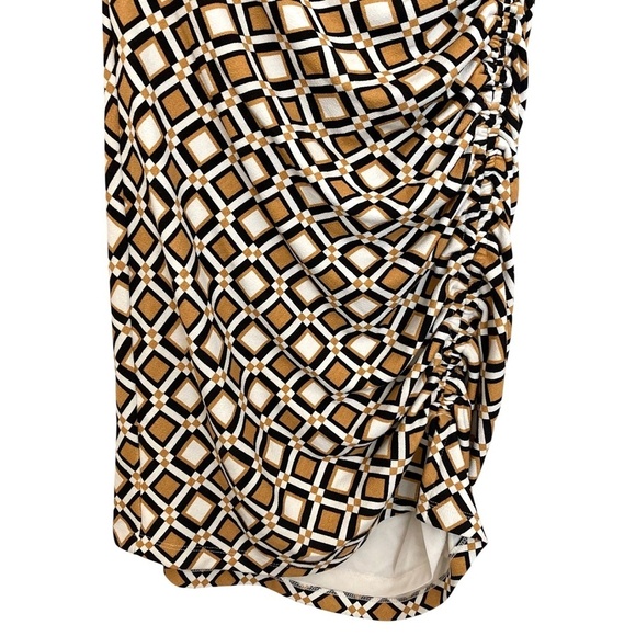 ANTHROPOLOGIE Maya Geometric Print Ruched Cowl Neck Sleeveless Sheath Dress - Picture 10 of 14